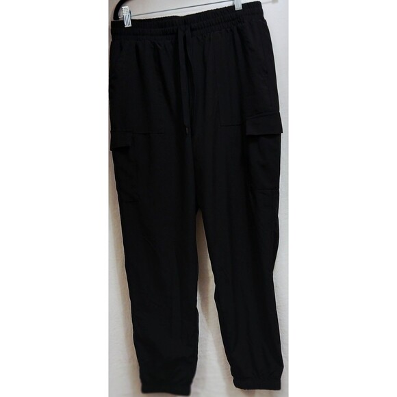 RBX Women’s Black Cargo Joggers Medium Tapered Leg Windbreaker Pants Athleisure - Picture 1 of 11